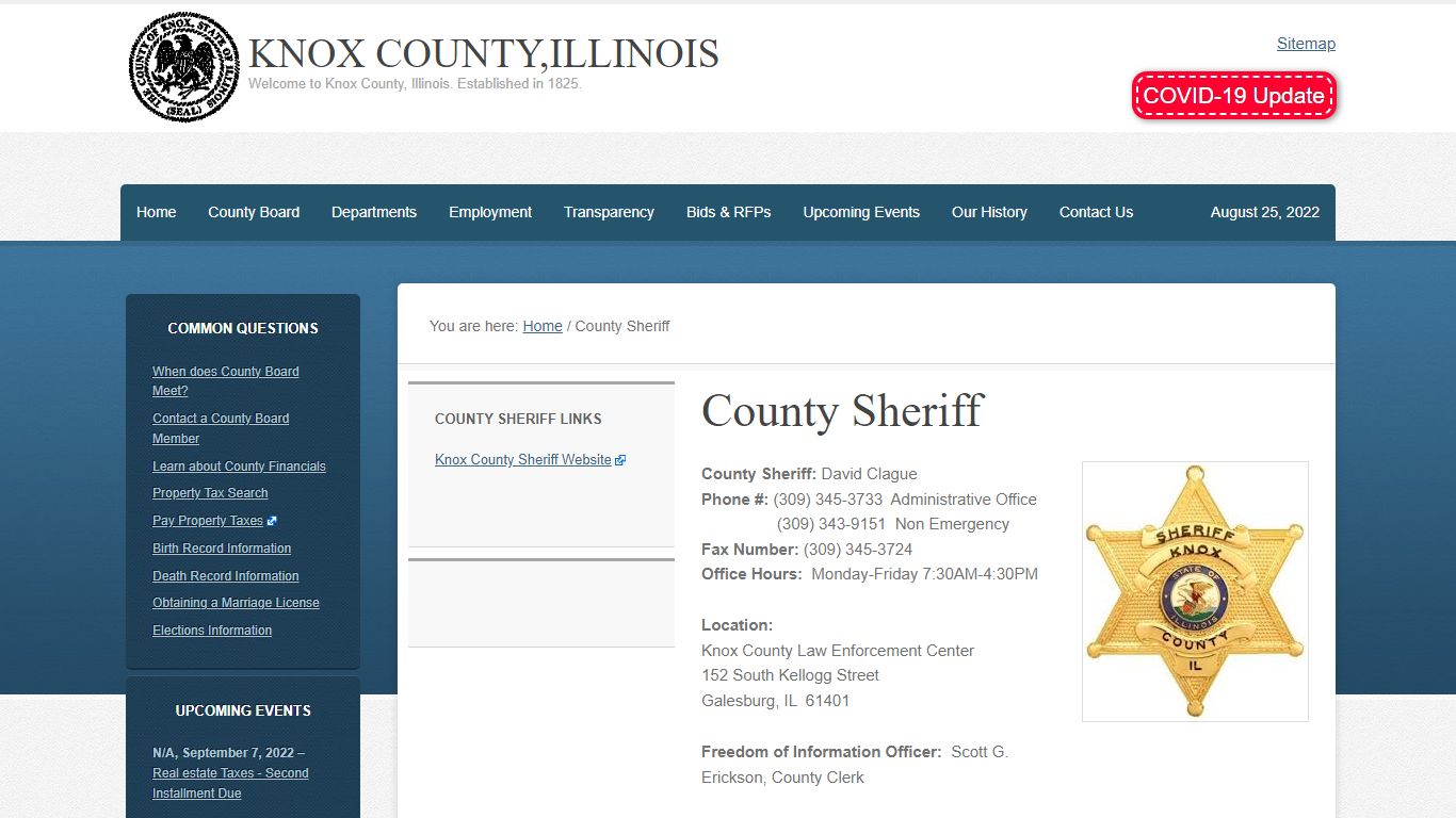 County Sheriff – Knox County,Illinois